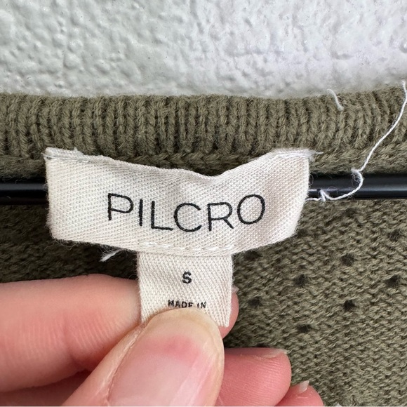 Anthropologie Pilcro Womens Small Pointelle Babydoll Sweater In Green Boho Beach - Picture 4 of 10